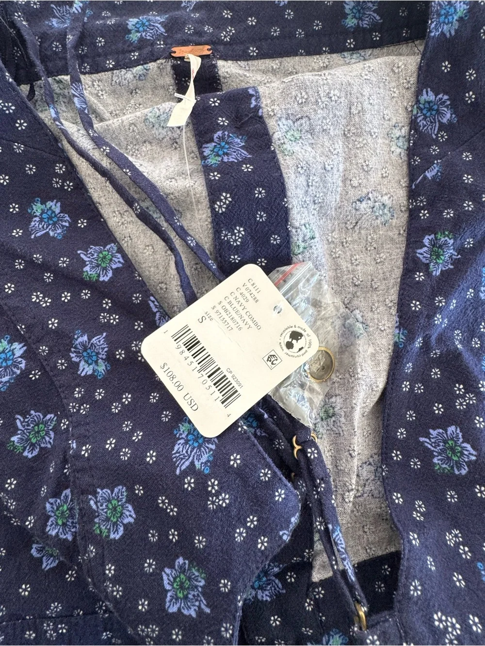 Nwt Free people Maddie printed tunic sz S